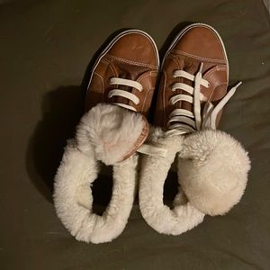 Tory Burch high top fur lined sneakers